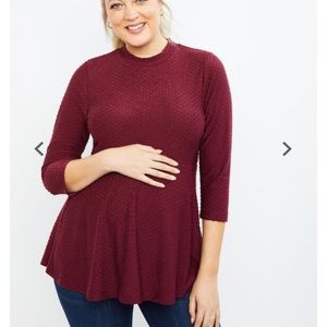 Clip Dot Peplum Maternity Top-NWT